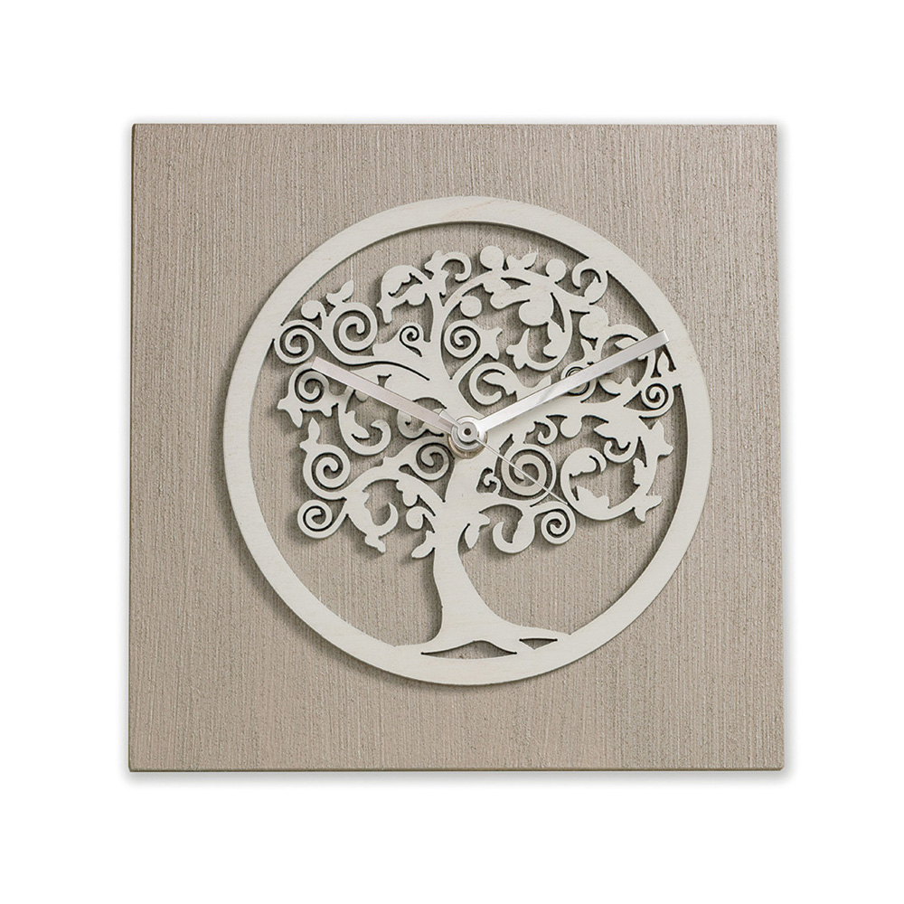 Orologio Albero della Vita in Legno Tortora e Bianco (Scatola da Bomboniera  in Omaggio) – Albalù Arredo