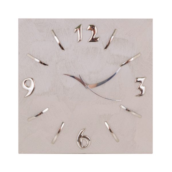 Orologio colore tortora con riferimenti cromati 30x30 - Collezione bomboniere