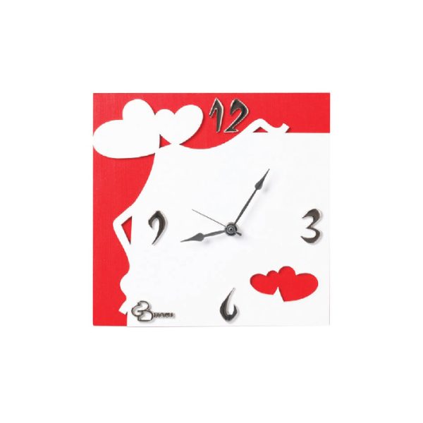 Orologio da tavolo bianco e rosso con cuori - Collezione Bomboniere