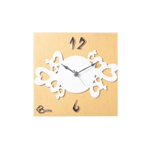 Orologio da tavolo bianco e oro quadrante con cuori - Collezione Bomboniere