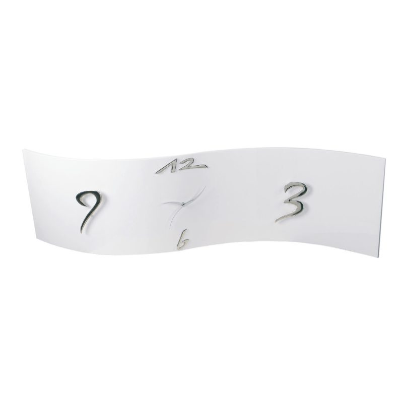 Orologio da parete orizzontale curvo finitura bianco lucido