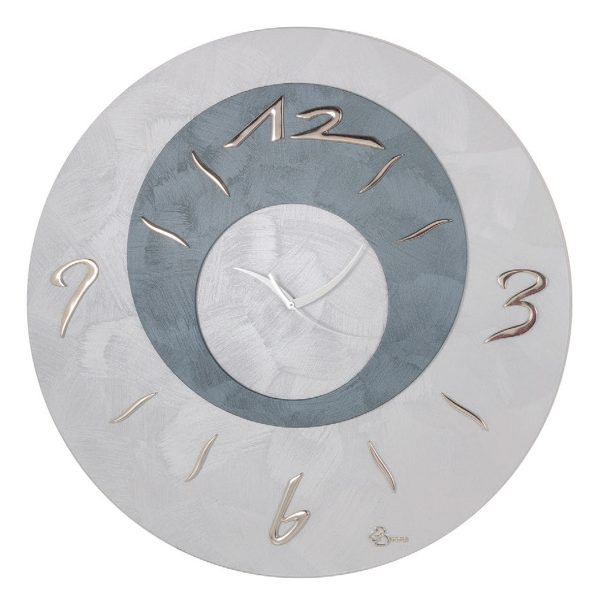 Orologio da parete in legno color argento e antracite - Realizzato con doppio pannello