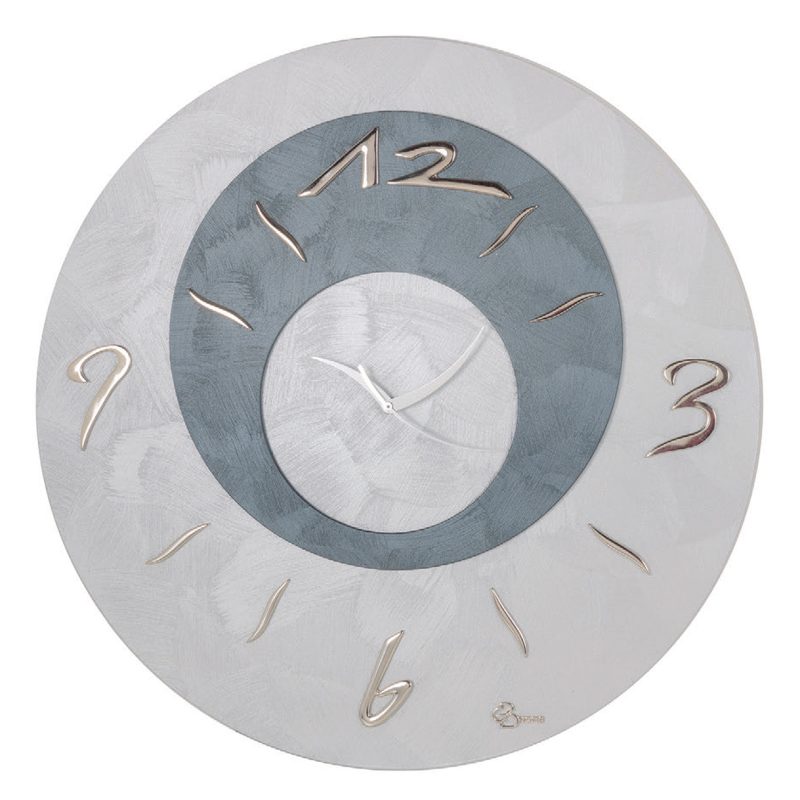 Orologio da parete in legno color argento e antracite - Realizzato con doppio pannello
