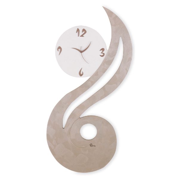 Orologio da parete verticale - Tortora e bianco - Sagomato doppio cerchio