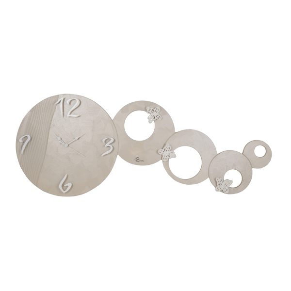 Orologio orizzontale color Tortora cinque cerchi con applicazioni in ceramica