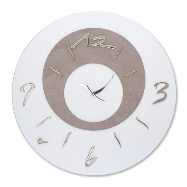 Orologio da parete in legno bianco e bronzo - Realizzato con doppio pannello