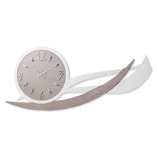 Orologio da parete tondo con onde bianco e bronzo