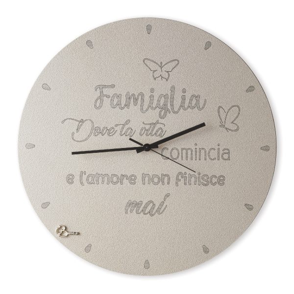 Orologio da parete tondo con frase - Famiglia dove la vita comincia e l'amore non finisce mai