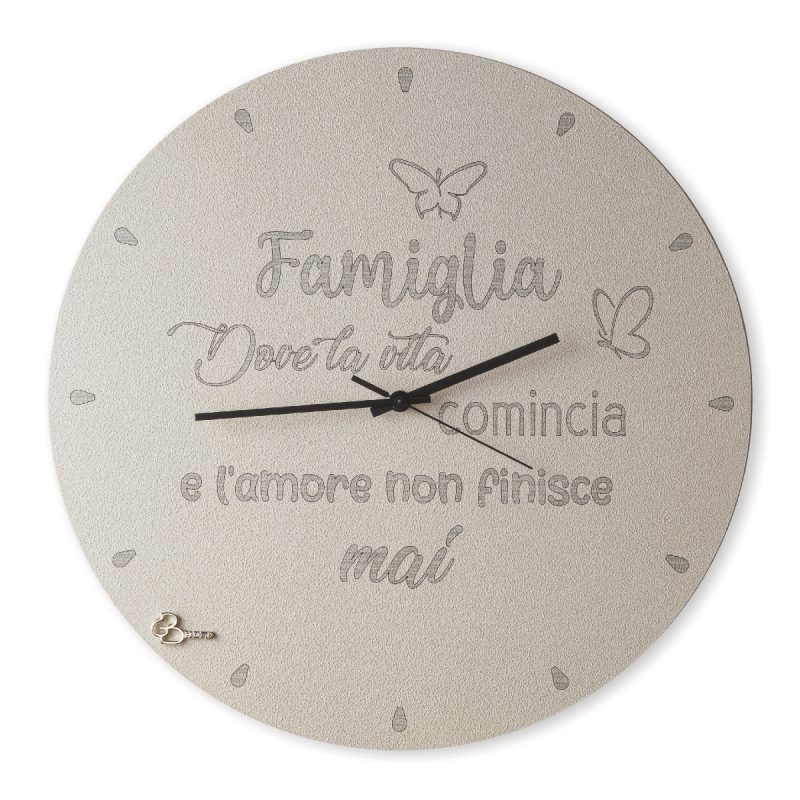 Orologio da parete tondo con frase - Famiglia dove la vita comincia e l'amore non finisce mai