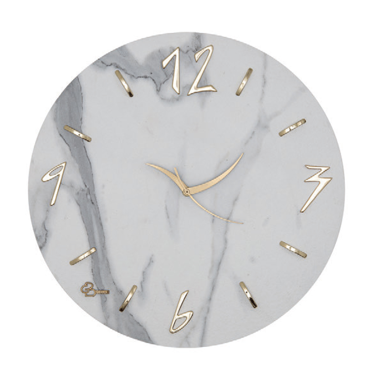 Orologio da Parete Moderno, 30x30 cm, effetto marmo bianco e oro. –