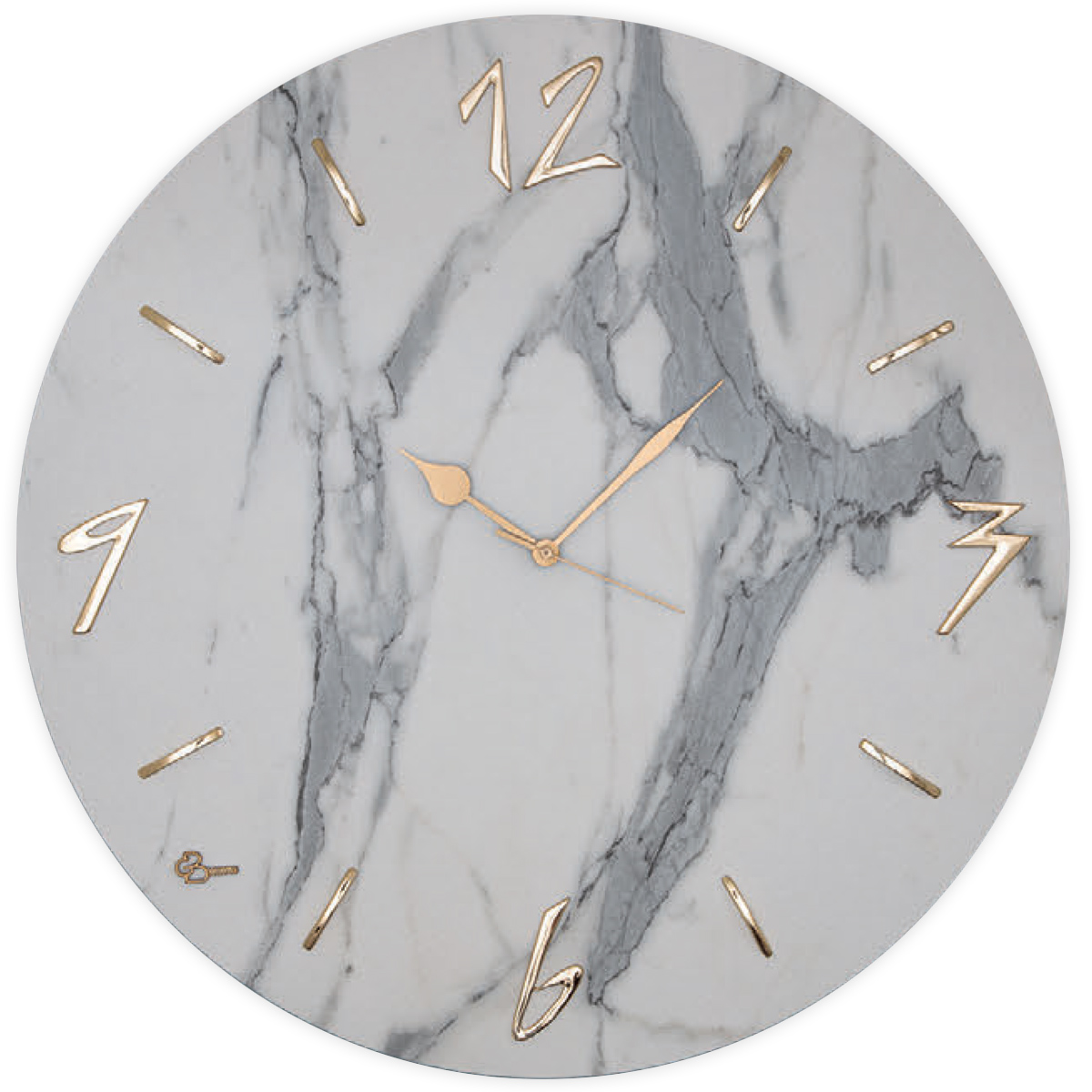 Orologio tondo da parete effetto marmo Carrara bianco - diametro 60