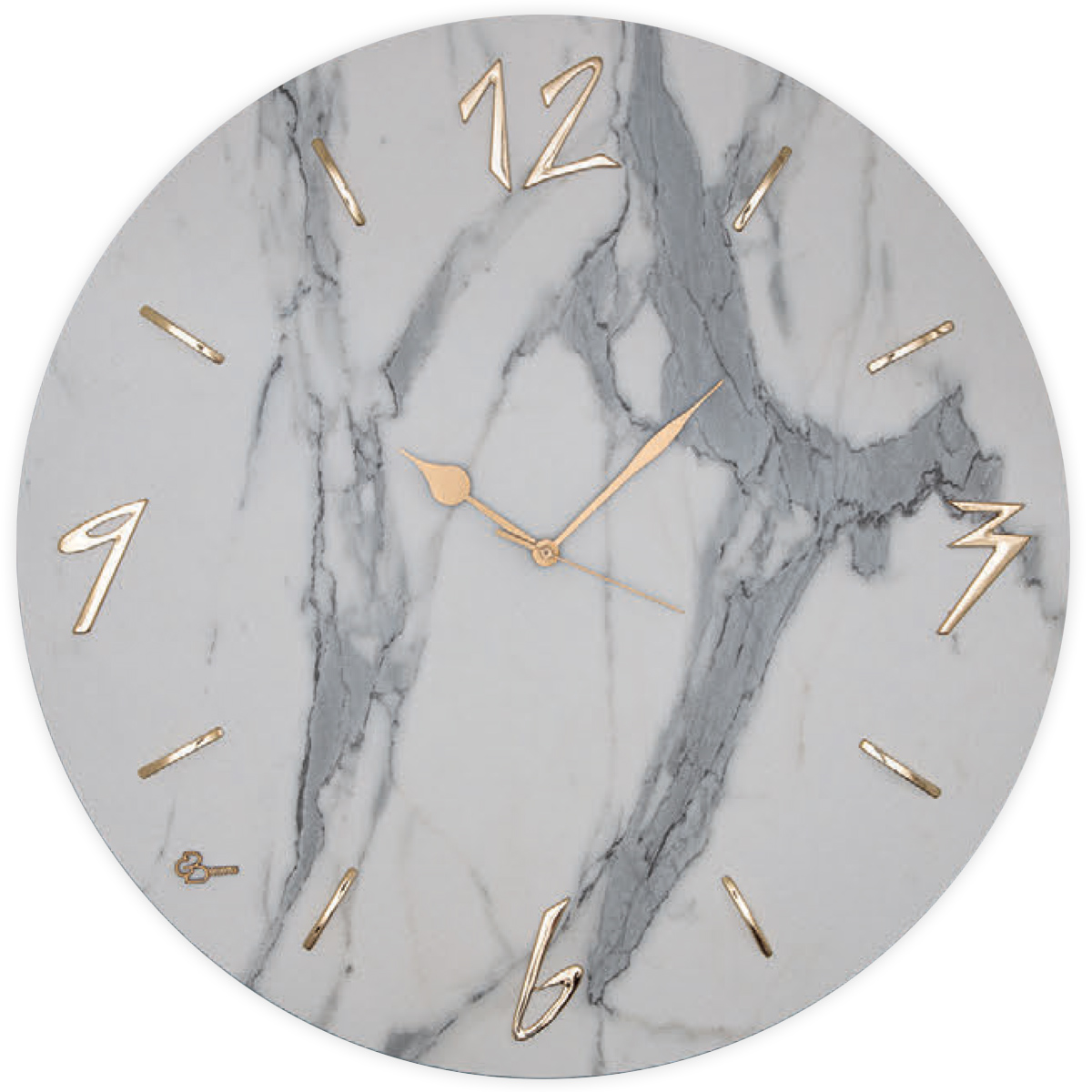 Orologio tondo da parete effetto marmo Carrara bianco - Gioacchino Brindicci