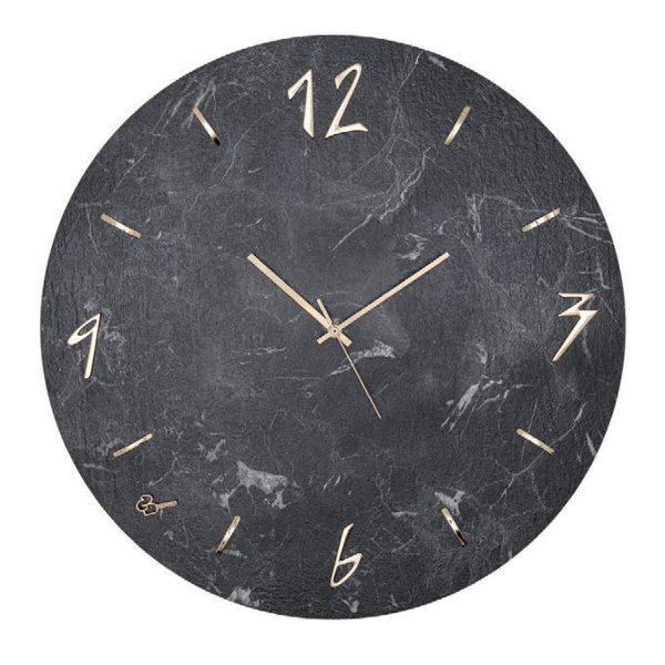 Orologio tondo da parete effetto marmo Brasile nero - diametro 50