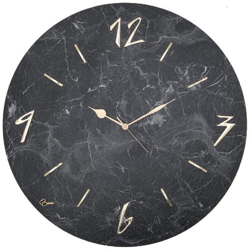 Orologio tondo da parete effetto marmo Brasile nero - diametro 60