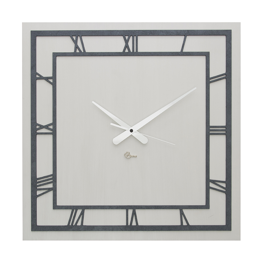 Orologio da parete quadrato - Bianco e antracite con mascherina