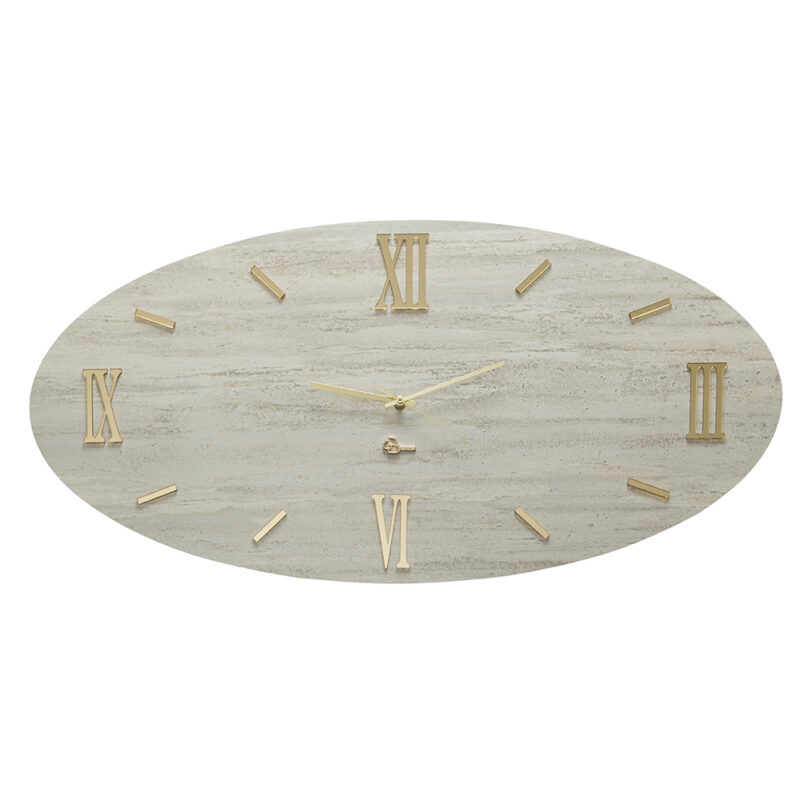 Orologio da parete ovale - Travertino - Collezione effetto marmo