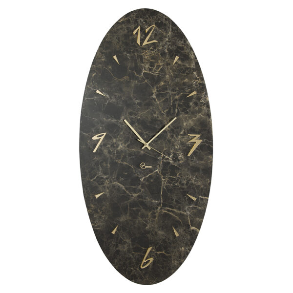 Orologio da parete ovale - Nero Gold - Collezione effetto marmo