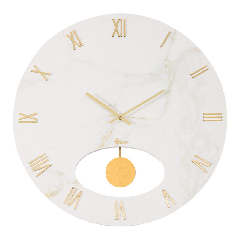 Orologio da parete effetto marmo Calacatta oro opaco con numeri romani in oro