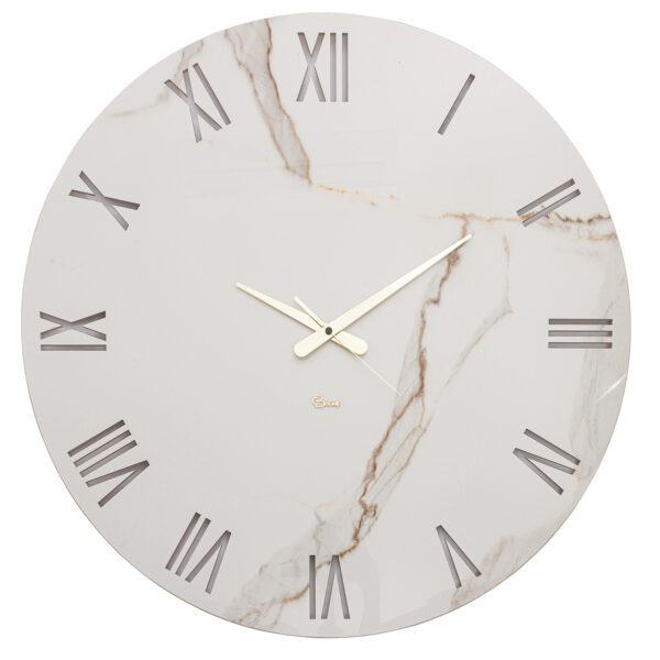 Orologio da parete marmo Calacatta con numeri romani incisi