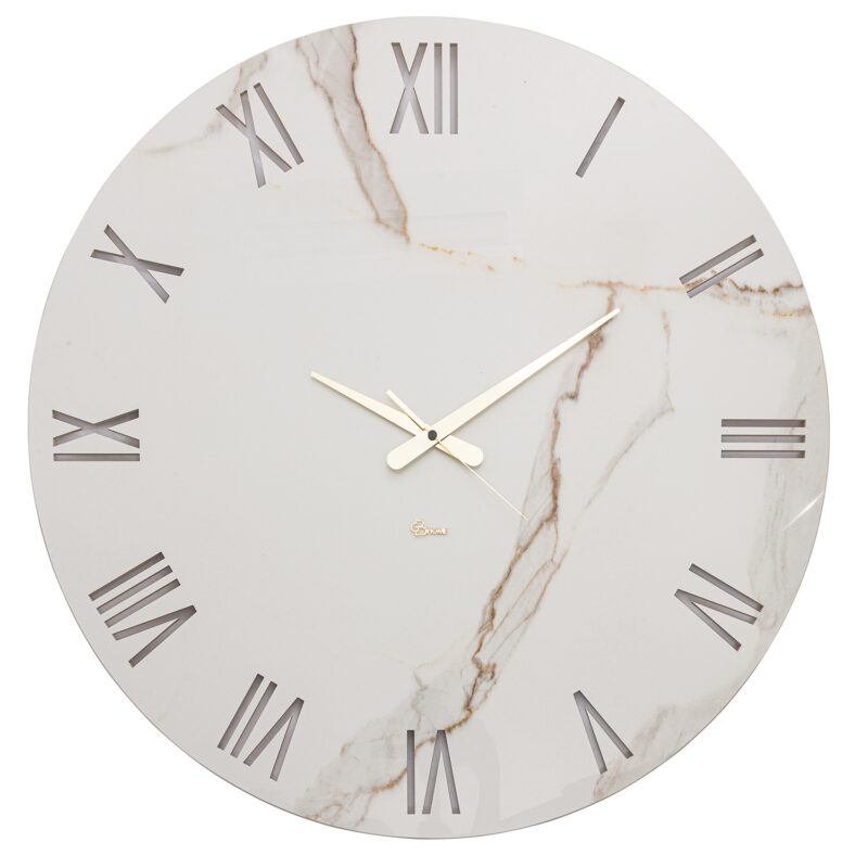 Orologio da parete marmo Calacatta con numeri romani incisi